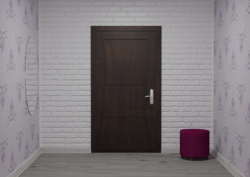 Puerta corredera de madera instalada en una vivienda de Laguna de Duero